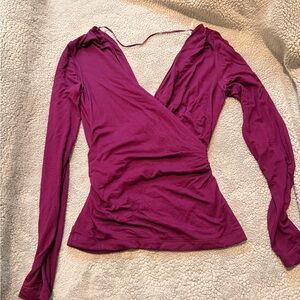 Free People Deep Purple Wrap Blouse